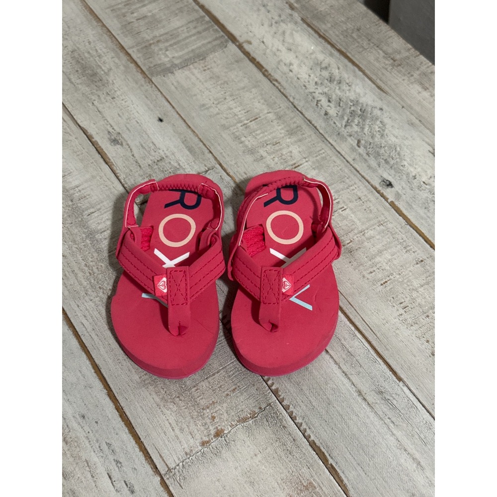 Roxy TW Vista II Pink Elastic Back Strap Flip Flop Sandals Toddler Girls Size 6